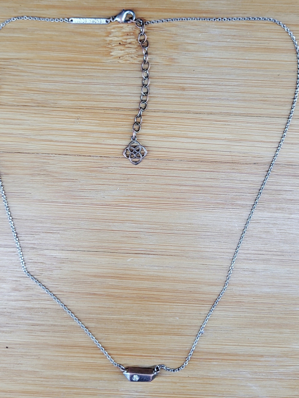Kendra Scott Anissa Silver CZ Bar Pendant Necklace – Retired Discontinued